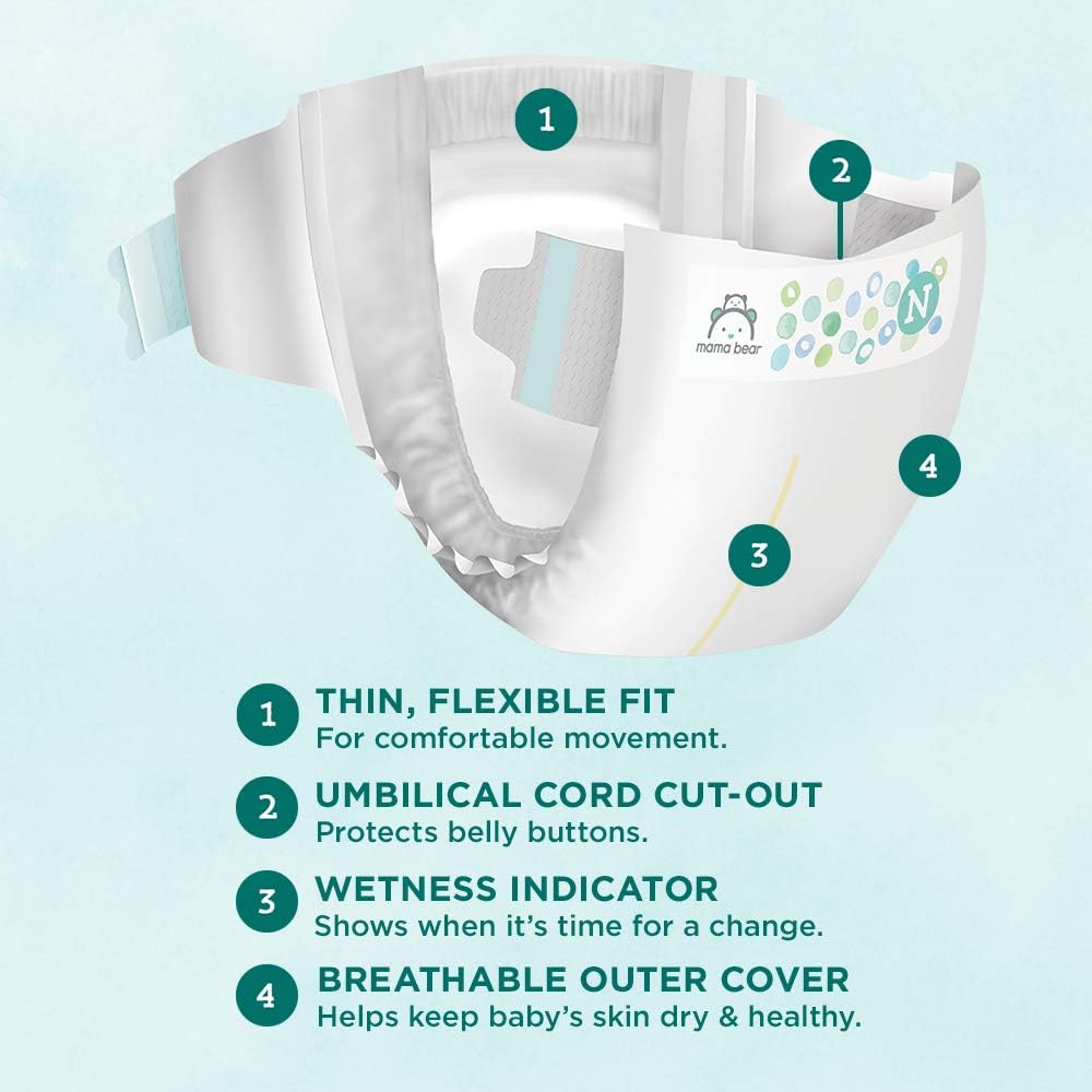  Brand - Mama Bear Gentle Touch Diapers, Hypoallergenic, Newborn, 30 Count: Health & Personal Care