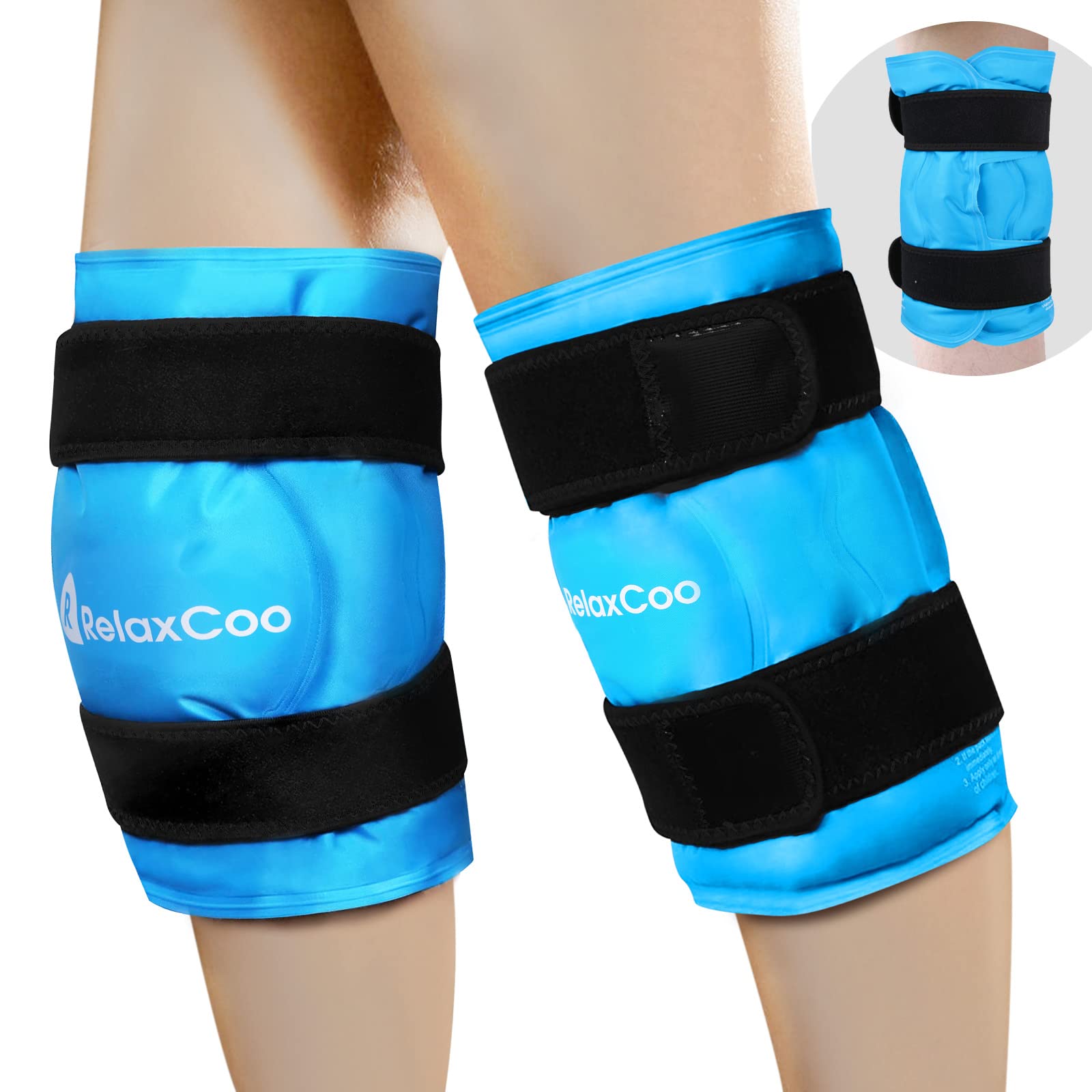 RelaxCoo XXL Knee Ice Pack Wrap, Reusable Cold Pack for Knee Injury Pain and Swelling Relief