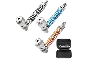 GENERIC 3Pack 3.2 Inch Short Metal Tobacco Pipe With Cleaner Tamper Tool Black Bag, Complete Smoking Pipe Accessories Kit