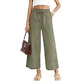 LOMON Women's Wide Leg Pants Dressy Casual Palazzo Pants Flowy Slacks Elastic Waist with Pockets