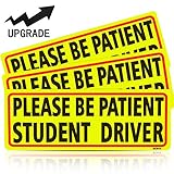BOKA Please Be Patient Student Driver Magnet Safety Sign Vehicle Bumper Magnet - Car Vehicle Reflective Sign Sticker Bumper for New Drivers - Set of 3