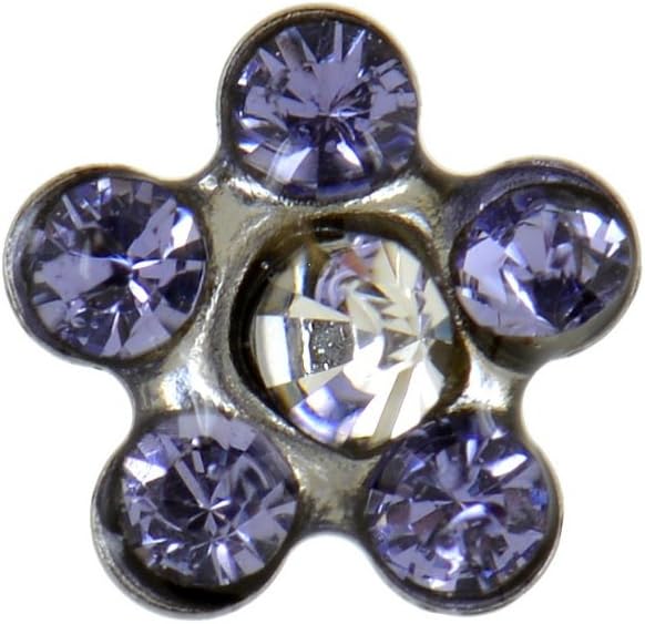 Sensitive Regular Tanzanite and Clear Crystal Daisy Stainless Steel Stud Earrings 5mm Setting