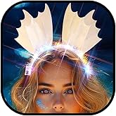 Zoestar Light Up Mermaid Crown Fish Headband Glowing Costume Hair Accessories for Women