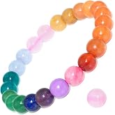 DAZCOLO Natural Gemstone Stretch Elastic Bracelet | Handmade 8mm Round Stone Beads with Spare Elastic Cord and Bead, Meditation Yoga Crystal Jewelry Gift for Women and Men