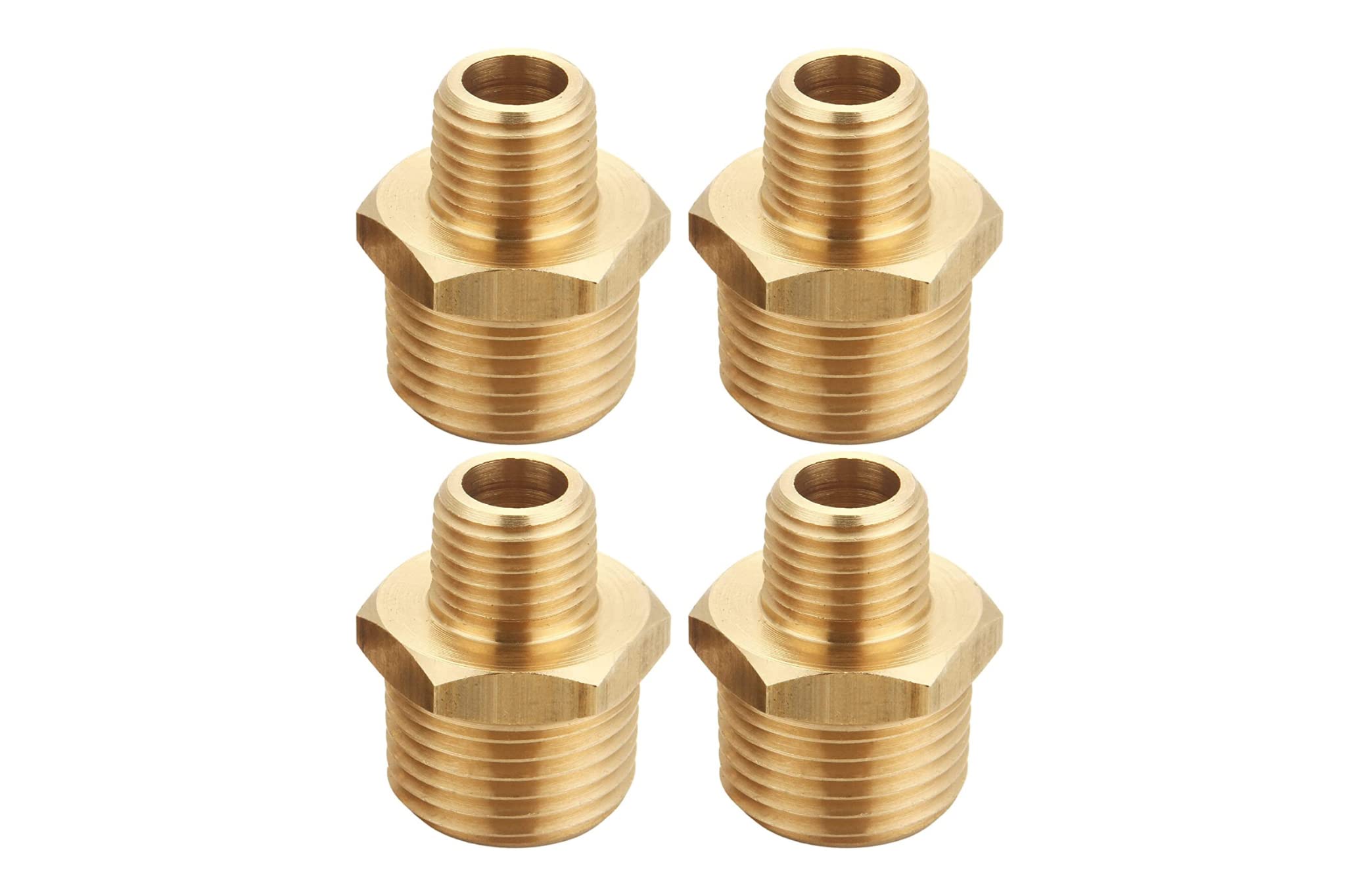 Photo 1 of *ONLY 3* T TANYA HARDWARE 1/2 Inch Male to 3/8 Inch Male NPT Adapter, Brass Reducing Hex Nipple, Thread 0.75" OD to 0.625" OD, Pack of 4