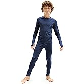 Bodvera Thermal Underwear for Kids，Boys Fleece Lined Base Layer Long Johns Thermals Top and Bottom Set for Winter Skiing