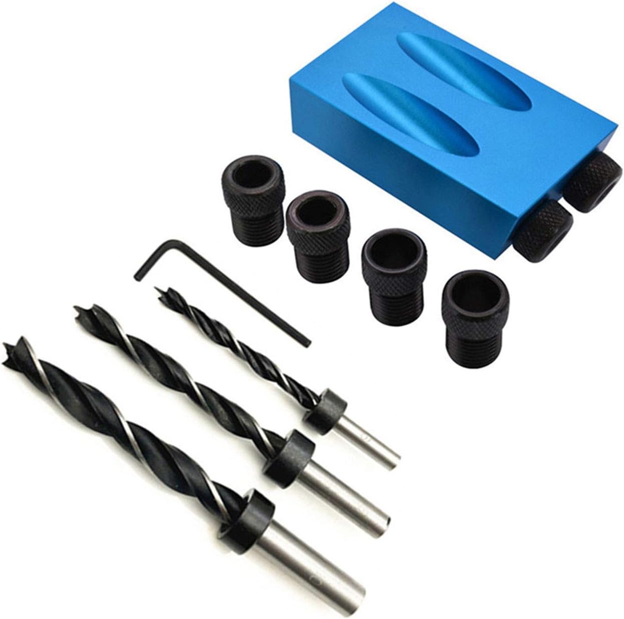 Pocket Hole Jig Set, TOPAUP 14Pcs Pocket Hole Dowel Jig Kit 15 Degree Woodwork Guide Oblique Hole Positioner 6/8/10mm Woodworking Drilling Locator Set
