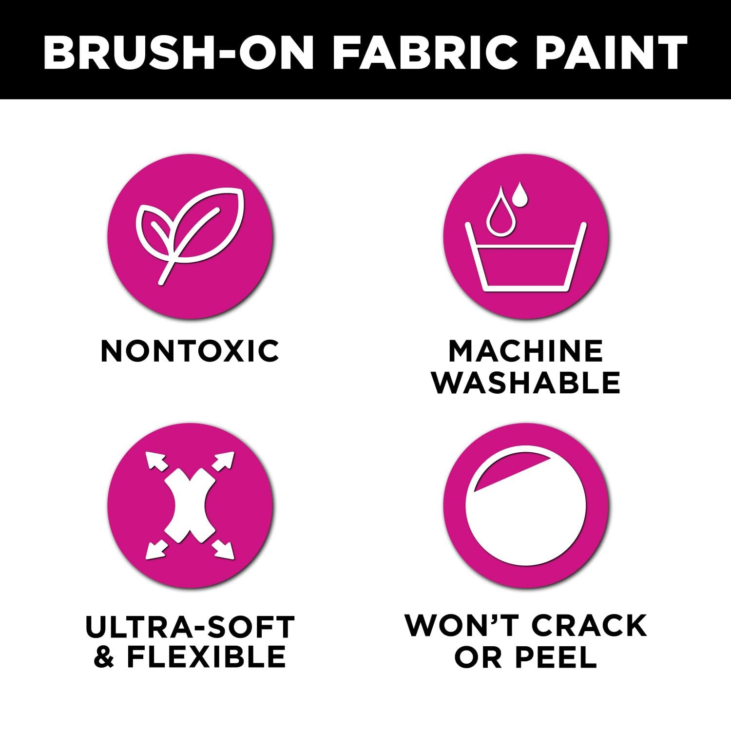 Tulip Brush-on Fabric Paints, 14 Colors 2 fl oz each, Permanent, Flexible