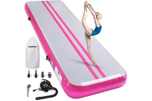 ROMELANDS Inflatable Air Gymnastics Mat 10ft/13ft/16ft Tumbling Mats Training Mat Tumble Track Mats with Electric Air Pump for Home/Gym/Cheerleading/Beach/Outdoor Exercise (4 inches Thick)
