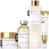 SUNGBOON EDITOR Ultimate Full Face Firm-Looking/Plump-Looking Silk Peptides EGF Set, Silk Peptides EGF Intensive Ampoule &amp; Toner &amp; Cream &amp; Eye Cream, Korean Skincare