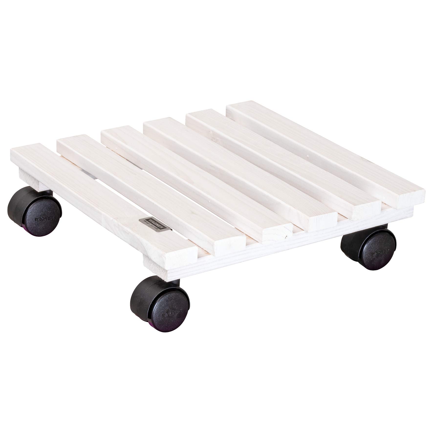 WAGNER Plant trolley NATURE 29 x 29 x 8 cm I Flower trolley for indoor use I Container trolley made of FSC®-certificated solid wood, white I Load capacity 100 kg I Made in EU - 20083001