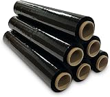JeeJaan 6 Rolls Black Pallet Wrap 400mm x 250m 20µm Tear Resistant