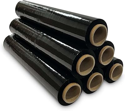 JeeJaan 6 Rolls Black Pallet Wrap 400mm x 250m 20µm Tear Resistant