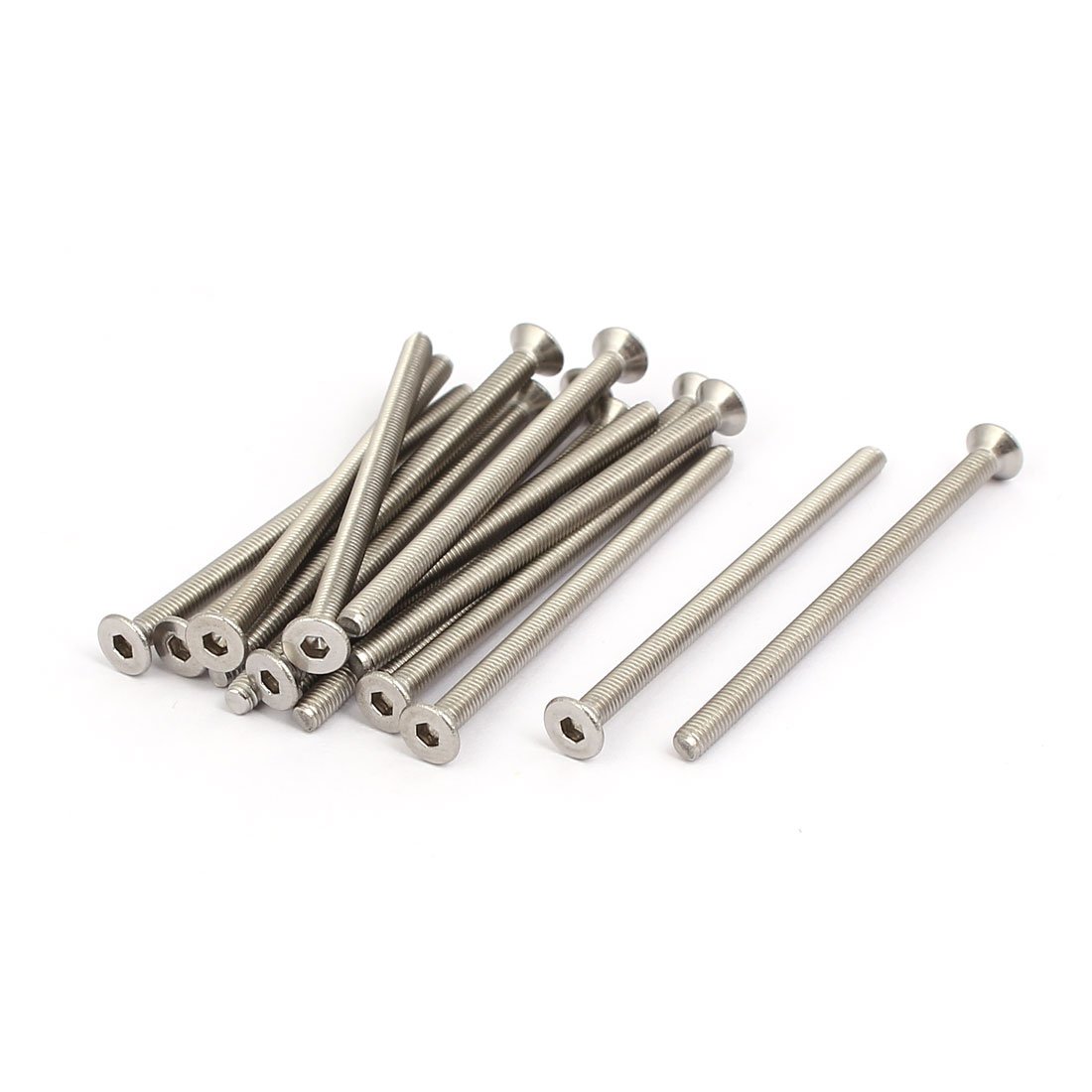 Sourcingmap M3x50mm 316 Stainless Steel Flat Head Hex Socket Cap Screws Silver Tone 15pcs