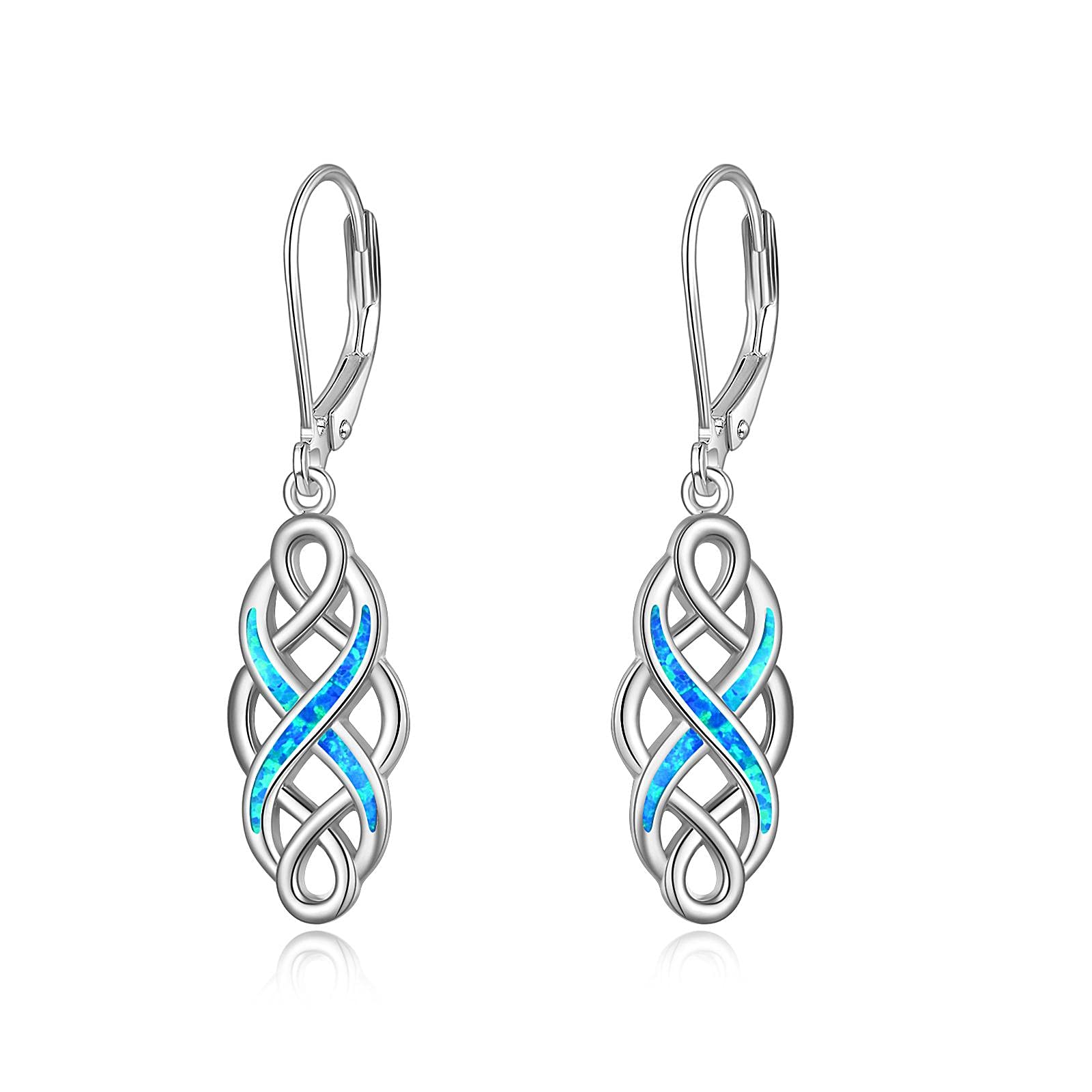 YFN Sterling Silver Celtic Knot Dangle Earrings Good Luck Irish Celtic Knot Leverback Dangles Earrings for Women