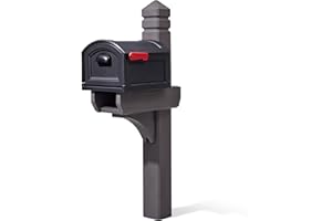 Step2 Lakewood Extra Large Mailbox & Post, Weather Resistant, Large Outdoor Mailboxes, Made of Durable Plastic, Easy to Install, Flag Included, Brown