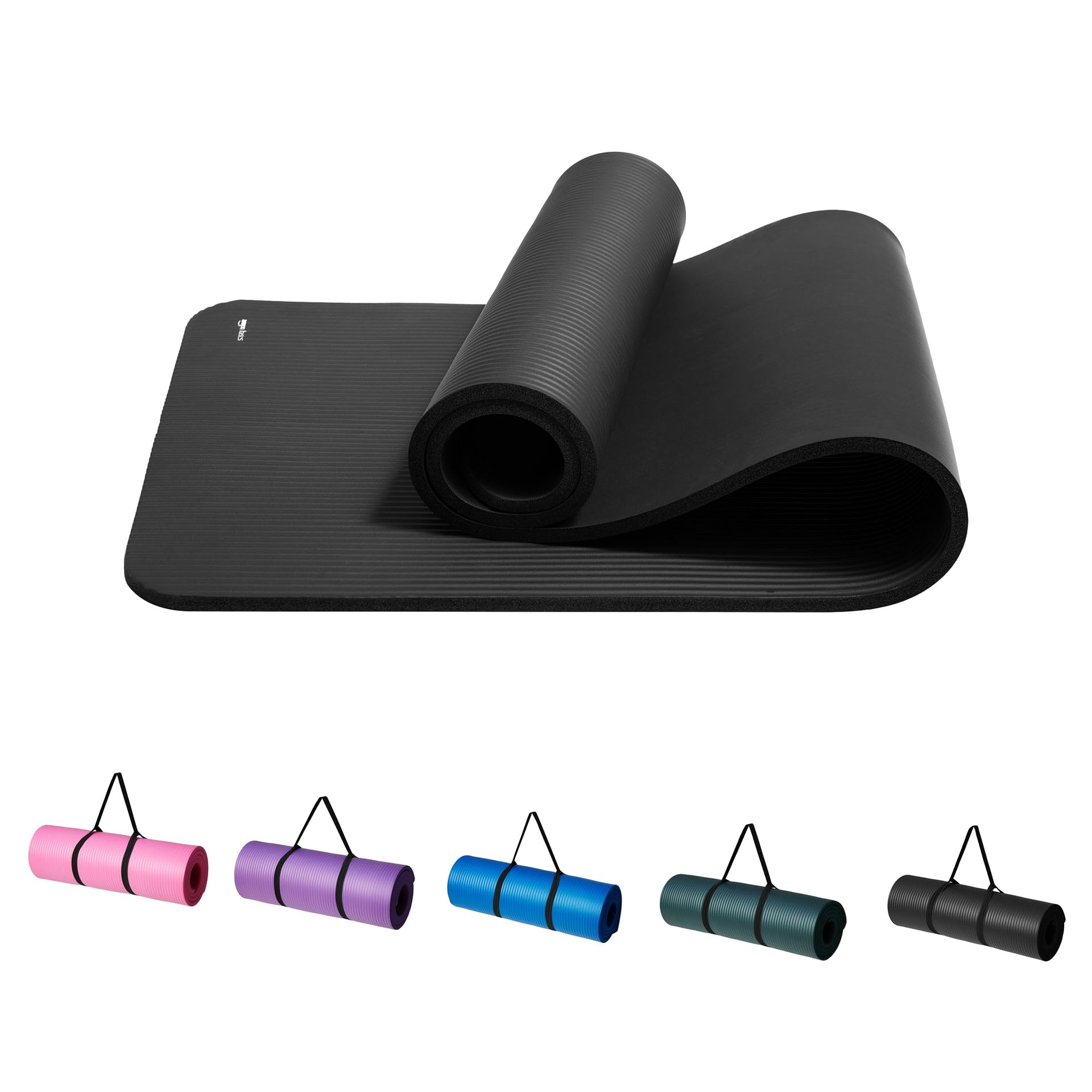 Amazonベーシック ヨガマット 厚め 12mm キャリーストラップ付 トレーニングマット ストレッチマット ピラティスマット 188×61×1.2cm ブラック商品画像