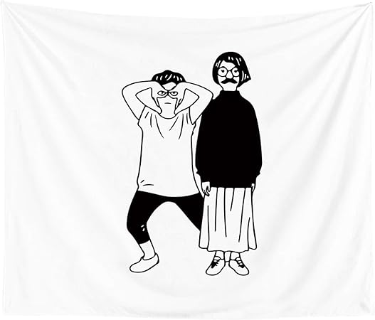 Amazon.co.jp: ins背景布 カーテン キャス主用背景布 カップル 棒線画 