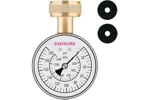 GOATACURA 0-200psi/kpa Water Pressure Test Gauge, 2-1/2" Dial Size, 3/4" Female Garden Hose Thread, Waterproof and Anti-Fog