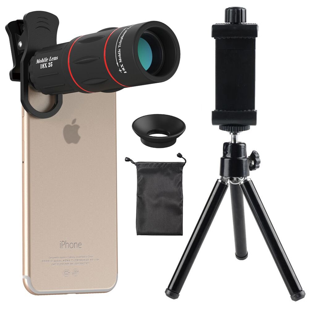 Cell Phone Camera Lens 18X Zoom Telephoto Universal Clip On Lens Kit