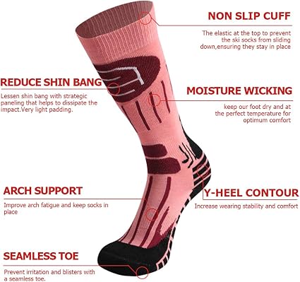 Womens Ski Socks Extra Comfort High Performance Skiing Snowboarding Equipment Sporting Goods Suneducationgroup Com
