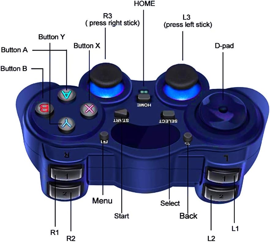 USB Wireless Gaming Controller Gamepad for PC/Laptop Computer(Windows XP/7/8/10) & PS3 & Android & Steam (Blue): Computers & Accessories