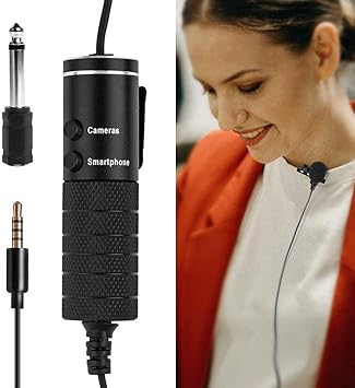 Amazon ピンマイク コンデンサーマイク クリップ マイク ミニマイク 6mケーブル 高音質 サウンドカード内蔵 Dspノイズキャンセル 3 5mm 6 5mm Iphone Android Pc カメラなど機種対応 6 5mmオーディオケーブル付き Youtube Tiktok Vlog 動画撮影 生放送 カラオケ録音