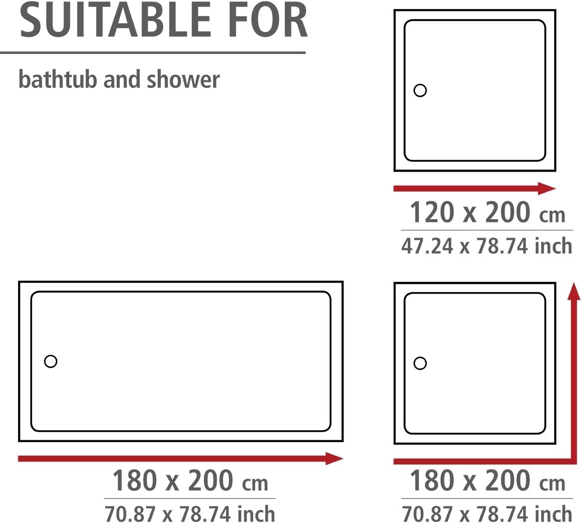 WENKO 20048100 Anti-mould shower curtain Baroque - anti-bacterial, washable, Polyester, 200 x 180 cm, Beige - Image 5