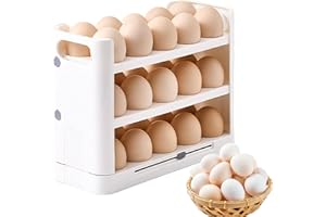 Egg Storage Holder For Fridge, 3-Layer Large Capacity Egg Dispenser Rack With Handles, 30 Eggs Container For Home Kitchen Res