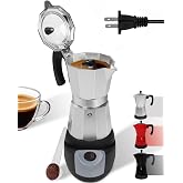 Belly Moka Electric Moka Pot with Detachable Base 6 Cup Espresso Maker | 10oz 300ml Silver Aluminum Electric Espresso Coffee Maker Italian Coffee Stovetop Espresso Maker Kitchen Home 110V