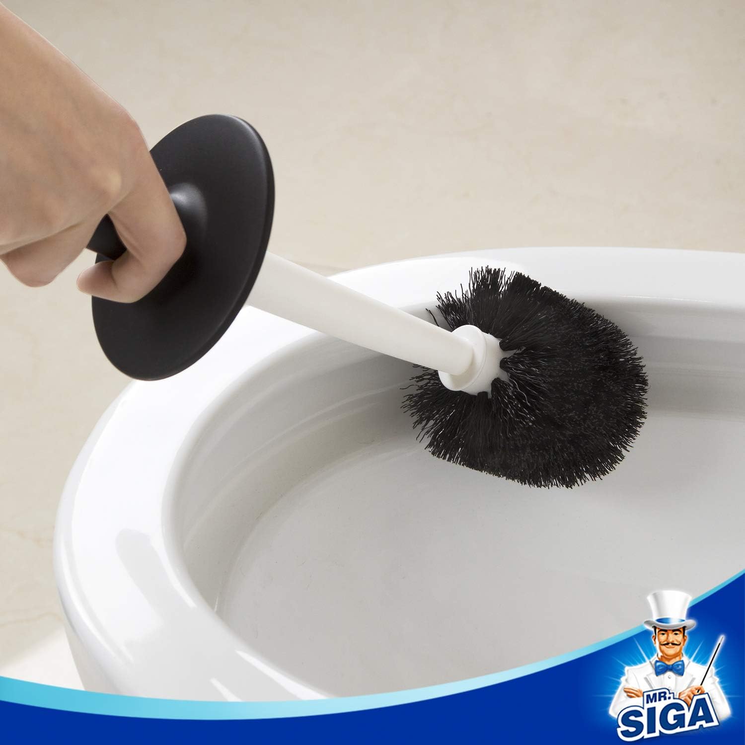 MR.SIGA Toilet Bowl Brush and Holder for Bathroom, Black, 1 Pack: Kitchen & Dining
