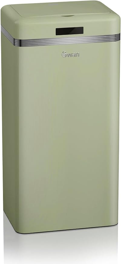 Swan Retro 45L Square Sensor Bin Green Brand Swan 45 L Sensor