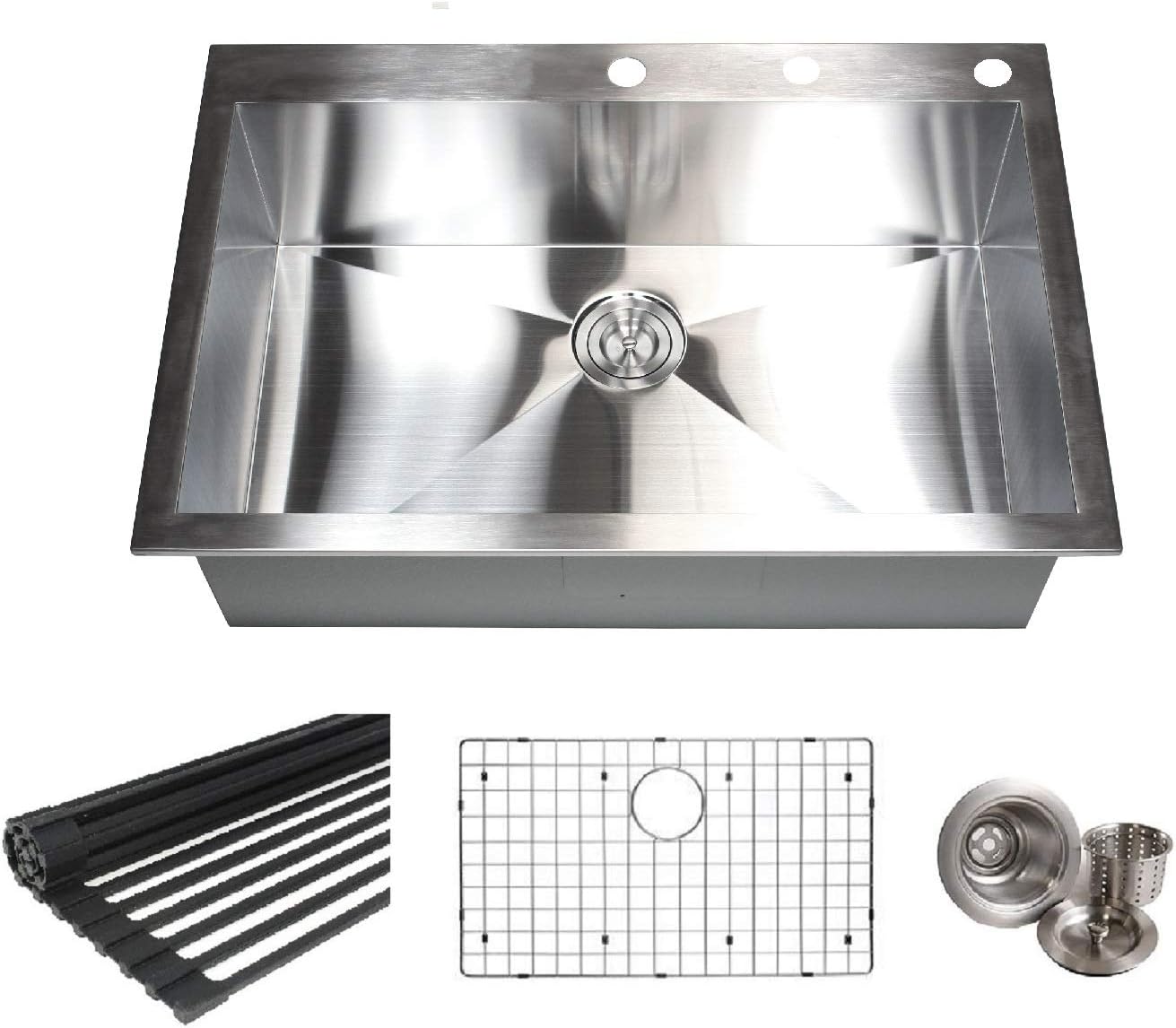 Best Ariel 33′ Stainless Steel Double Bowl Kitchen Sink