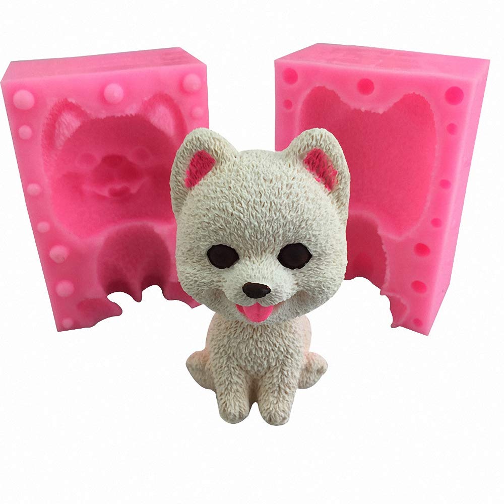 MoldFun 3D Pomeranian Dog Silicone & Resin Mold, Large Cute Puppy Chocolate Candy Fondant Candle Soap Bath Bomb Lotion Bar Crayon Wax Melt Mold