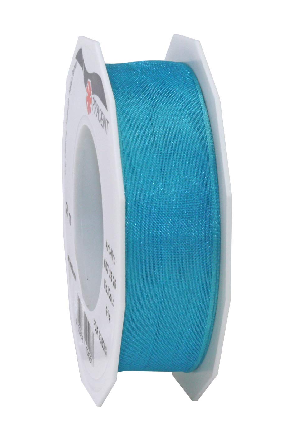 Präsent - Four Seasons Organza Wired Edge Ribbon Caribbean Blue 25 mm Width, 25 m Length