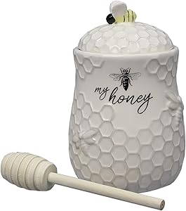 youngs Inc Ceramic Jar w/Honey Dip, Multi