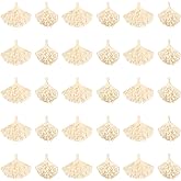 UNICRAFTALE 40Pcs Gingko Leaf Charm Gold Leaf Pendants Metal Embellishments Connector Charms Metal Charm Fall Plant Charms for DIY Necklace Bracelet Earring Jewellery Making Accessory