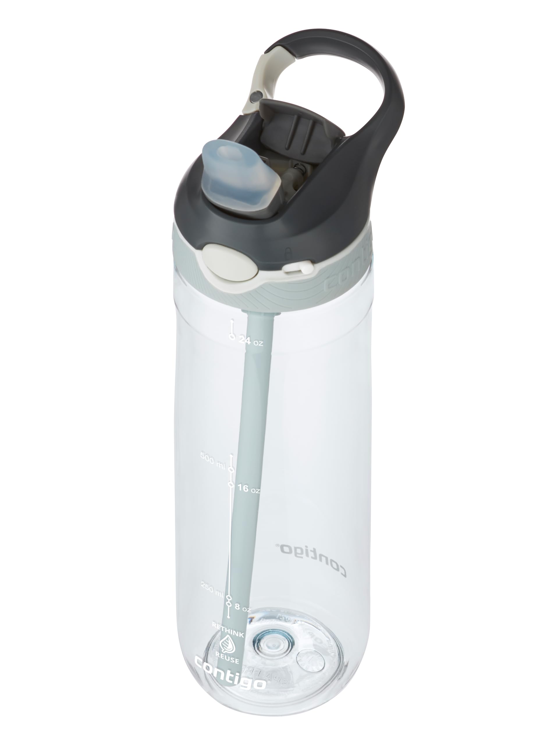 Contigo Ashland Autospout Water Bottle with Flip-Straw | Large BPA Free Drinking Bottle | Sports Flask | Leakproof Drink Bottle | Ideal for School, Gym, Bike, Running, Hiking | 720 ml | Macaroon