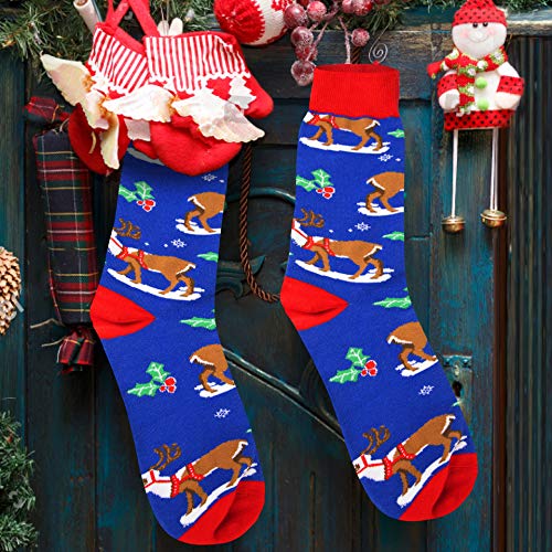 Mens Christmas Socks Funny Crew Socks for Men&Women Colorful Novelty Patterned Socks 6 Pairs US 7-13