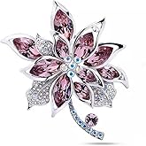 Sparkling Rhinestone Flower Brooch Pin Premium Blue Purple Crystal Flower Brooch Lapel Pins Vintage White Rose Broochs Clothes Hat Bag Dress Clothing Jewelry for Women