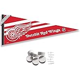Detroit Red Wings Pennant Flag and Wall Tack Pads Mounts