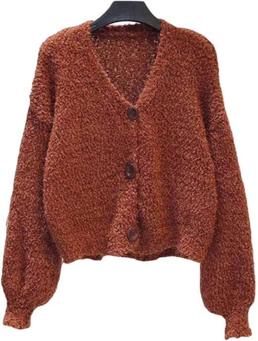 Amazon Gergeousカーディガン レディース 厚手 ゆったり アウター Vネック ボア もこもこ ニットカーディガン ふわふわ 防寒 暖かい コート かわいい ピンク 秋 冬 Freesizeコーヒー カーディガン ボレロ 通販