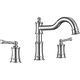 Roman Bathtub Faucet Deck Mount Tub Faucet for Bathroom Widespread Elegant Classic Spout with 3 Holes 2 Handle Valve Cartridge Included, Brush Nickel