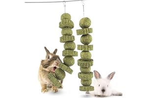 Bunny Chew Toys, Rabbit Treats Grinding Teeth Toys, Improve Dental Health, Apple Sticks with Grass Cake for Bunny Rabbits Chi