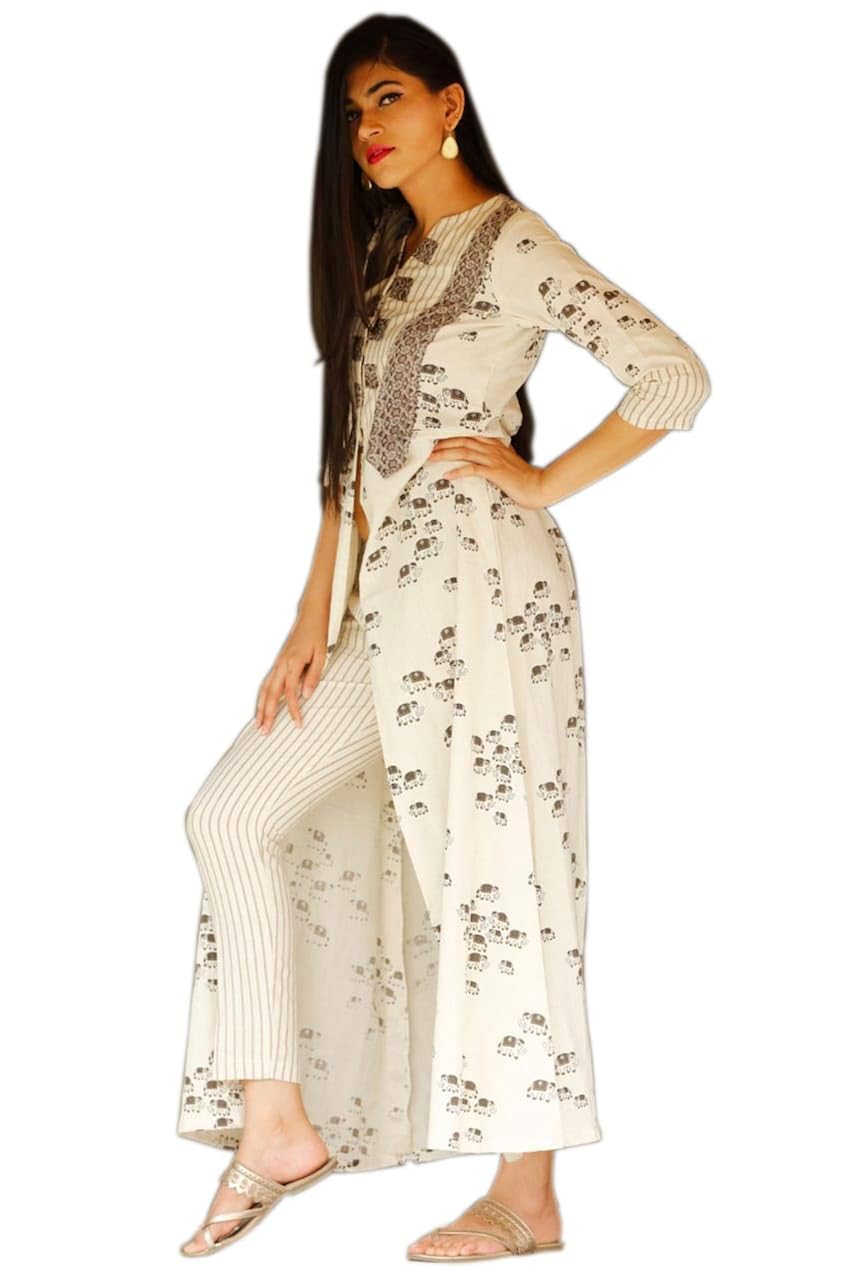 Front open kurti with pants Clearance