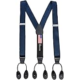 HOLD'EM 100% Silk Suspenders For Men Y-Back Button End Made in USA – Many Colors and Designs