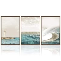 3 Piece Framed Canvas Wall Art A Big Wave in The Ocean Canvas Prints Home Artwork Decoration for Living Room,Bedroom - 16
