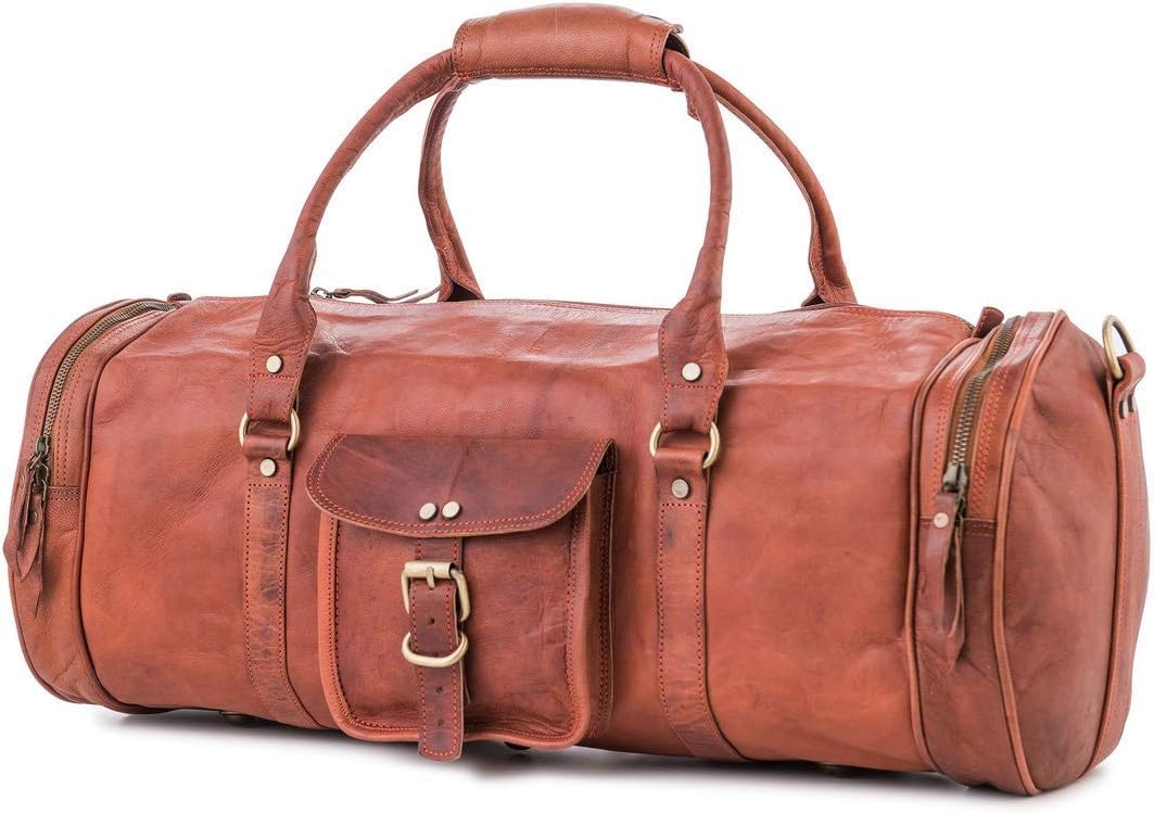 Leather Duffle Bag Texas L Travel Weekender Gym Bag Sports for Men Women Vintage Brown