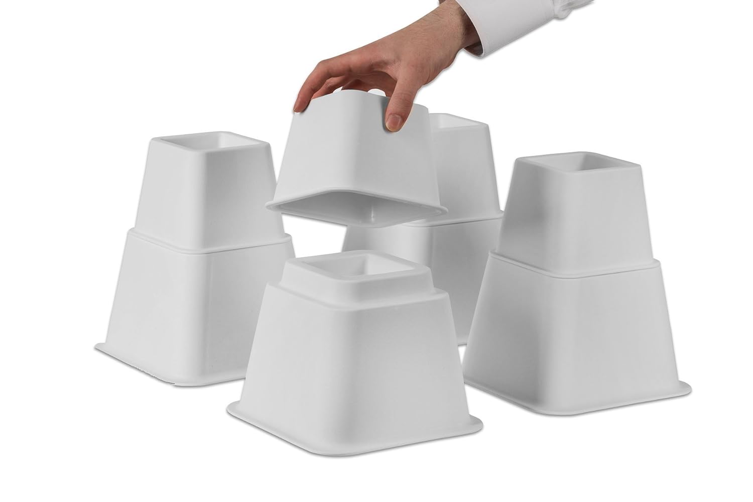Homeit White Adjustable Bed Risers or Furniture Riser bed lifts in
