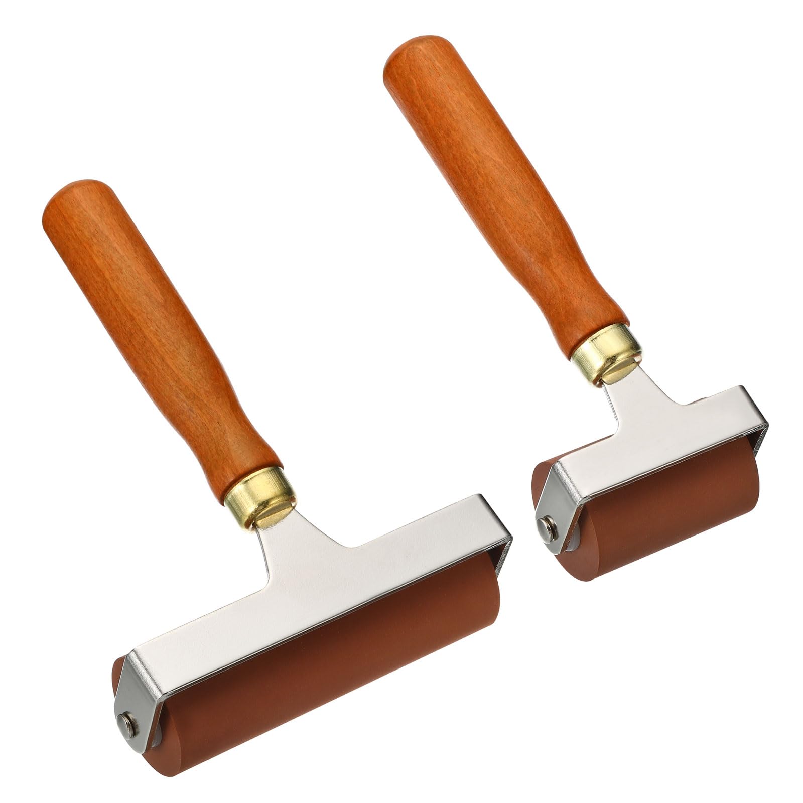 PATIKIL 2" 4" Rubber Roller Brayer, 2 Pack Anti Skid Hard Rubber Roller Tools for Wallpaper Art Printing Printmaking Ink Stamping Tape Construction, 2 Size